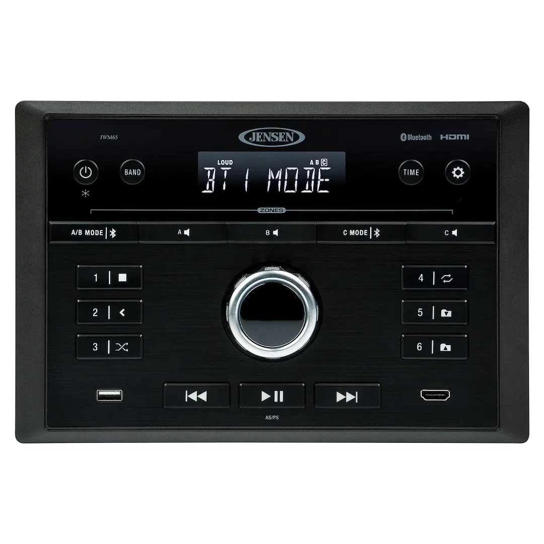 JWM65 – ASA Radio, RV AM/ FM With Bluetooth Functionality With Front USB Input/ Front HDMI Input/ Rear HDMI Output/ R...
